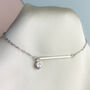 Sterling Silver Bar And Crystal Chain Anklet, thumbnail 2 of 6