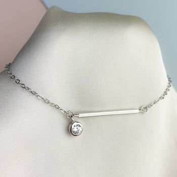 Sterling Silver Bar And Crystal Chain Anklet, 2 of 6