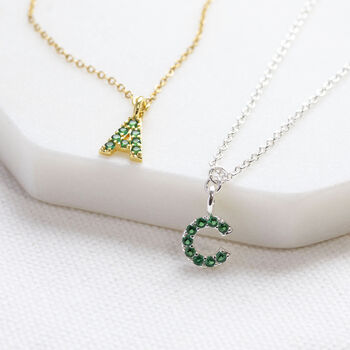 May Birthstone Emerald Initial Necklace, 6 of 9