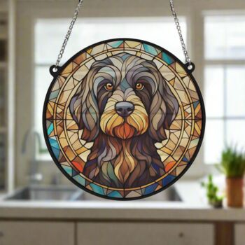 Cockapoo Black Stained Glass Effect Suncatcher, 4 of 6