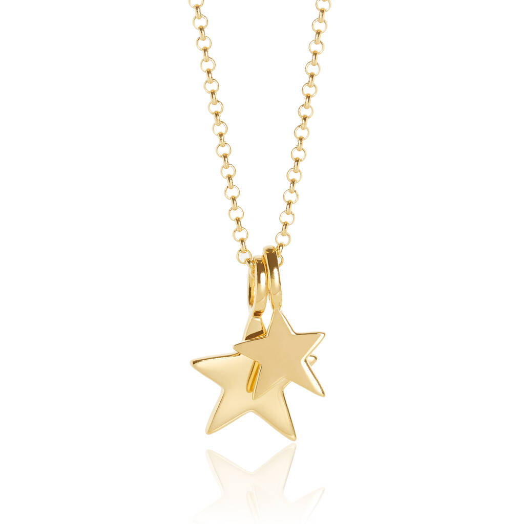 Initial Double Star Necklace In Silver Or Gold Vermeil By Muru