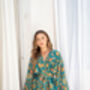 Teal Satin Batik Kimono Robe, thumbnail 4 of 9