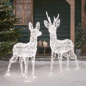 Outdoor Plug In Dual LED Stag And Doe Christmas Figures, 3 of 4