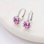 Pink Crystal Drop Huggie Statement Earrings, thumbnail 3 of 3