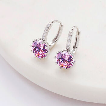 Pink Crystal Drop Huggie Statement Earrings, 3 of 3