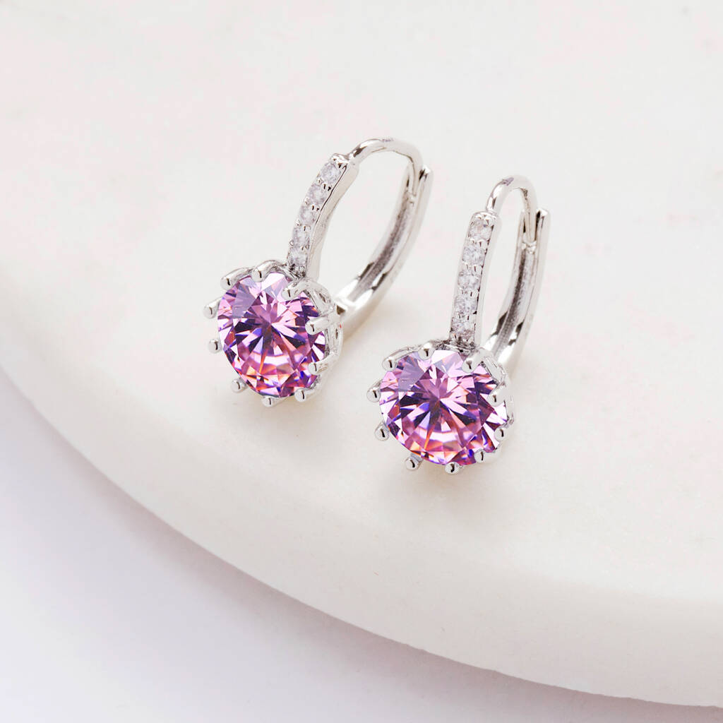 Pink Crystal Drop Huggie Statement Earrings By Brand X ...