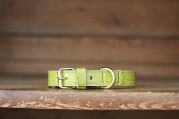 Genuine Leather Lime Green Soft Italian Dog Collar, 2 of 8