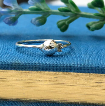 Sterling Silver Mini Poppy Seed Head Ring, 5 of 9