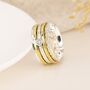 Wide Sterling Silver Cubic Zirconia Spinner Ring, thumbnail 1 of 11