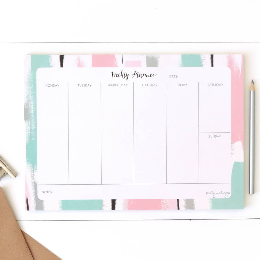 Personalised Weekly Planner Desk Pad Abstract By Elle Jane