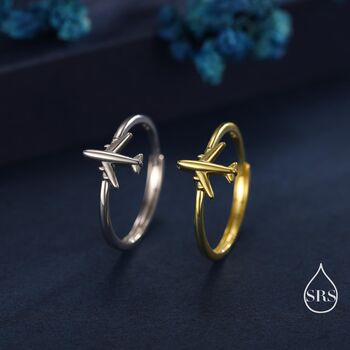 Sterling Silver Tiny Plane Ring, 5 of 12