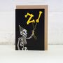 21st Balloon Skeleton Gothic Birthday Card, thumbnail 4 of 6