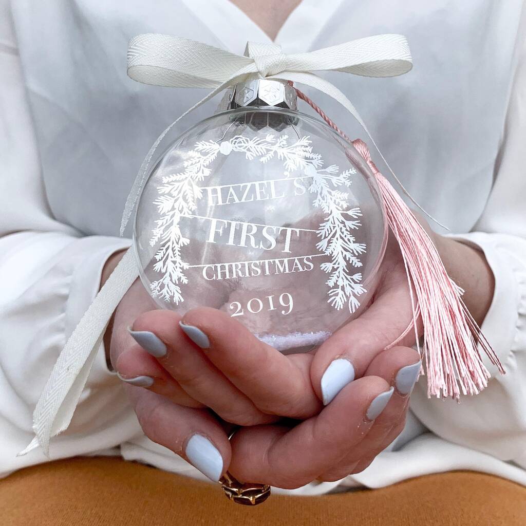 Personalised First Christmas Bauble Wreath By Coral & Moss