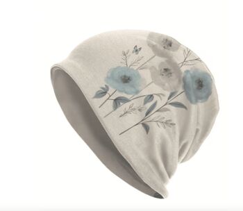Chemo Headwear Beanie Hat Bandana Mixed Blue Flowers Super Soft, 6 of 6