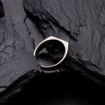 Engraved Silver Rectangle Signet Ring, 3 of 12