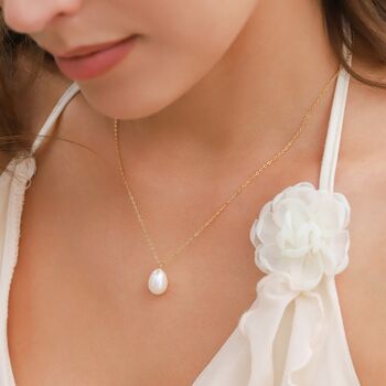Large Pearl Pendant Necklace In Sterling Silver And Gold Vermeil, 9 of 11