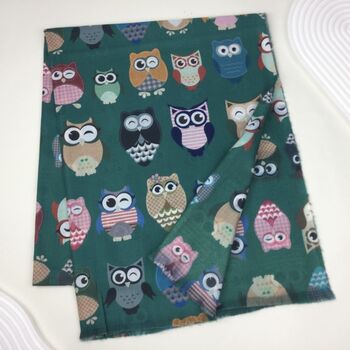 Colourful Owl Print Scarf, 5 of 9