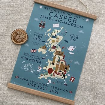 Personalised Keepsake Birth Print Born In The UK, 2 of 6