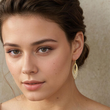 Victorian Brocade Gold Drop Earrings, 3 of 9