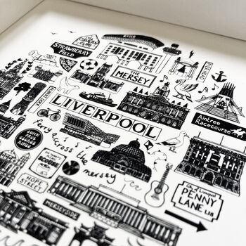Liverpool Black And White Framed Mini Print, 5 of 7