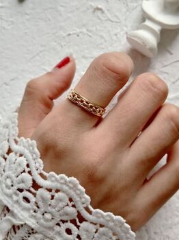 Chunky 14 K Gold Chain Link Ring, 6 of 6