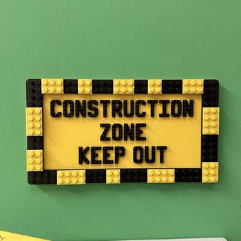 ‘’Construction Zone' Lego Compatible Door Sign, 3 of 4