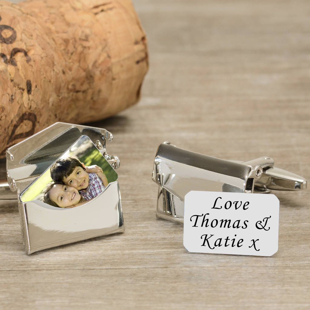 Image of Personalised Envelope Picture And Message Cufflinks