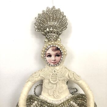 Beaded Christmas Tree Topper 'Pearl', 2 of 8