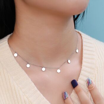 Sterling Silver Round Disk Motif Choker Necklace, 3 of 12