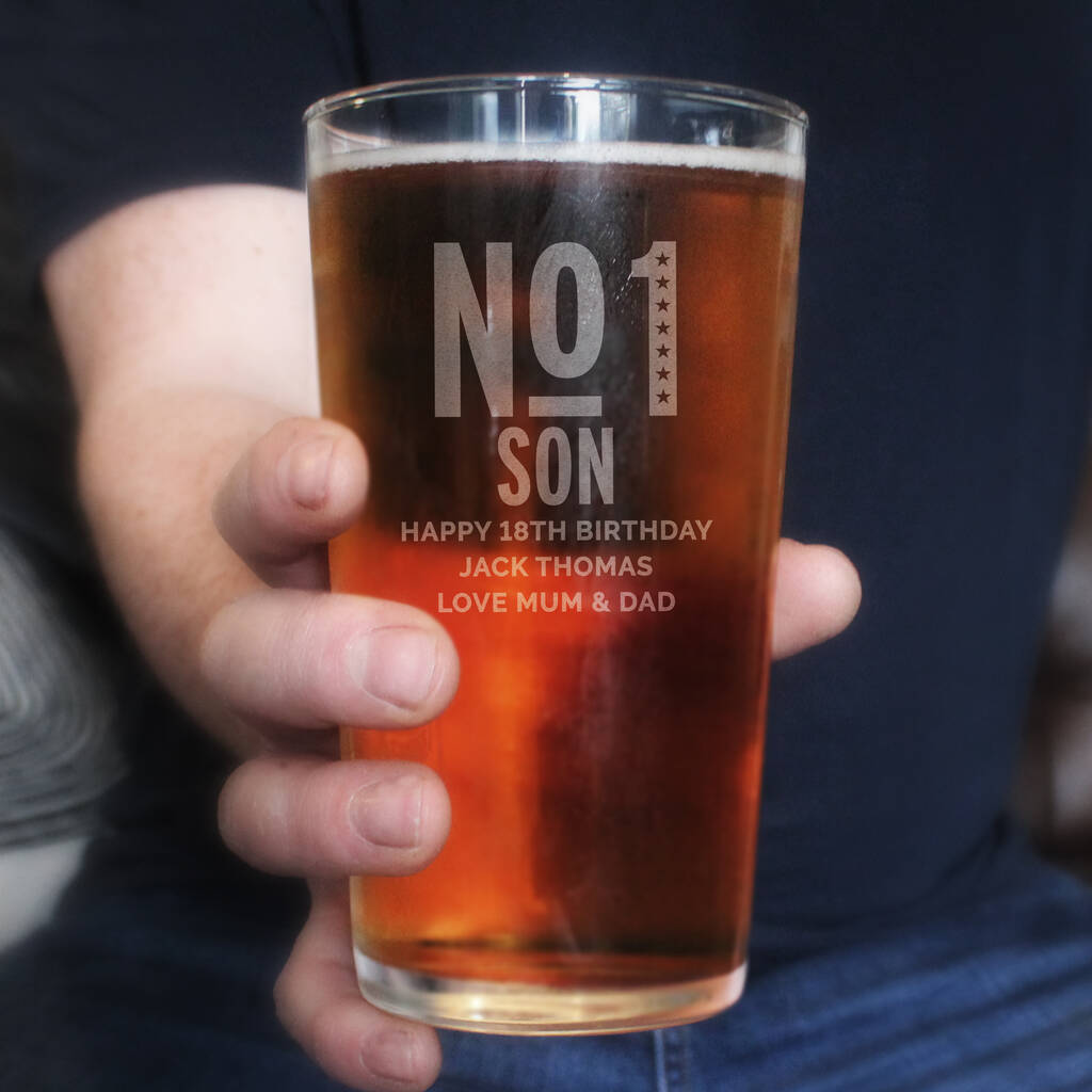 Personalised Number One Son Pint Glass Gift