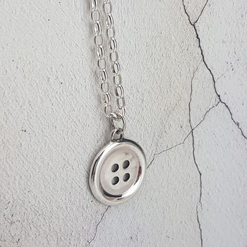 Silver Button Pendant With 18' Silver Chain, 5 of 10