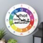 Personalised Wooden Tell The Time Childs Wall Clock, thumbnail 1 of 4
