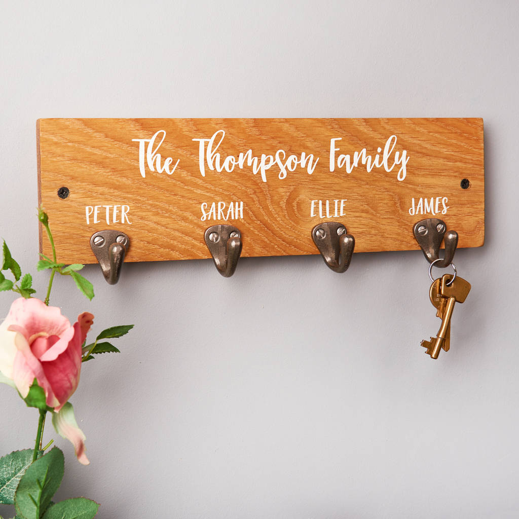Personalised Family Oak Key Holder By Oakdene Designs