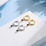 Extra Tiny Black Dotted Droplet Cz Huggie Hoop Earrings, thumbnail 4 of 12