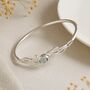 Sterling Silver Blue Topaz Leaf Bangle, thumbnail 3 of 9