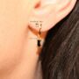 Black Onyx Hoop Earrings – Gold Huggie Earrings, thumbnail 3 of 4
