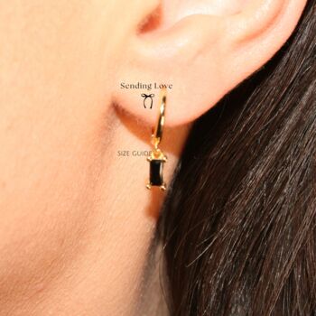 Black Onyx Hoop Earrings – Gold Huggie Earrings, 3 of 4