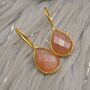 Peach Moonstone Sterling Silver Earrings, thumbnail 6 of 9