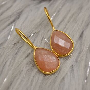 Peach Moonstone Sterling Silver Earrings, 6 of 9
