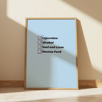 Customisable Worldwide Cigarettes And Alcohol Oasis Print / Oasis Live 25 Wall Art / Oasis UK And Dublin Tour Memorabilia / Oasis Print, 3 of 4