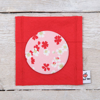 Pink Cherry Blossom Fabric Mirror And Pouch, 4 of 4