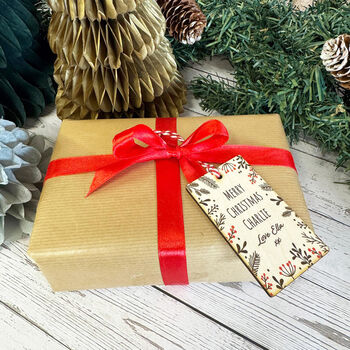 Personalised Christmas Botanical Leaf Gift Tag, 4 of 5