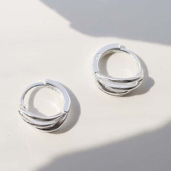 Sterling Silver Braided Huggies, 2 of 10