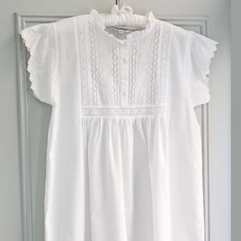 Polo Short Sleeve White Cotton Nightdress, 4 of 4