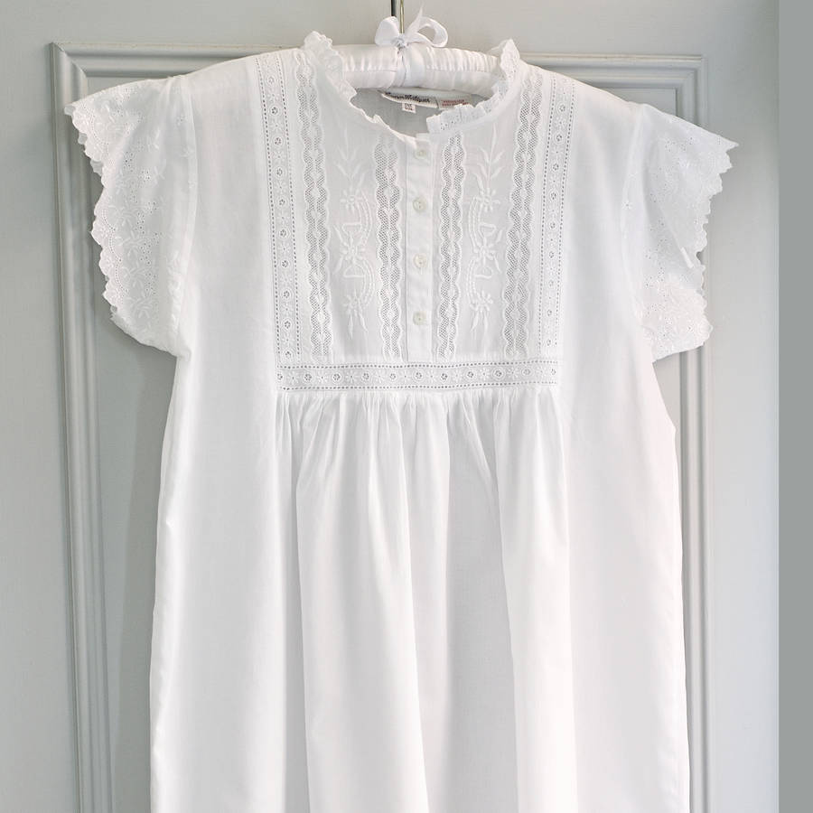 Polo Short Sleeve White Cotton Nightdress By Mini Lunn ...