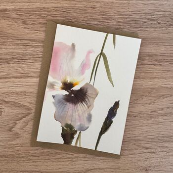Hand Painted Iris Watercolour Note Card Set Of Three, 5 of 5