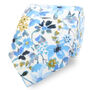 Wedding 100% Cotton Floral Print Tie Blue And Yellow, thumbnail 1 of 5