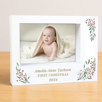 Personalised Christmas Foliage 5x7 Box Photo Frame, 5 of 6