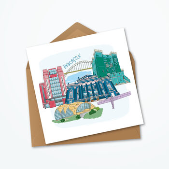 Personalised Newcastle Greeting Card, Skyline Print, 3 of 4