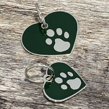 Green And Silver Heart Enamel Dog Tag, 4 of 5